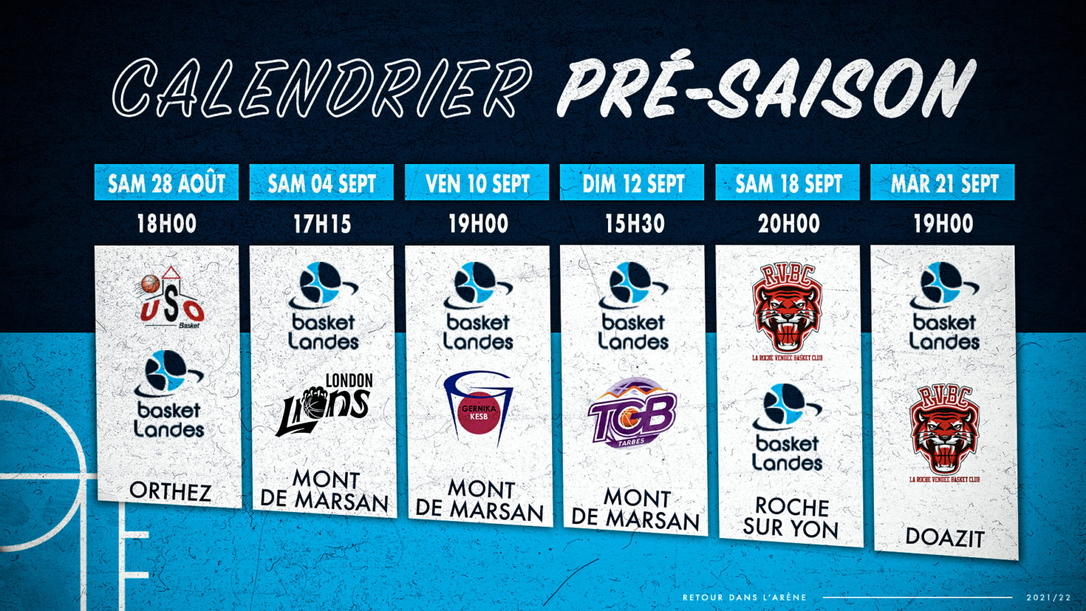CALENDRIER DES MATCHS AMICAUX Basket Landes